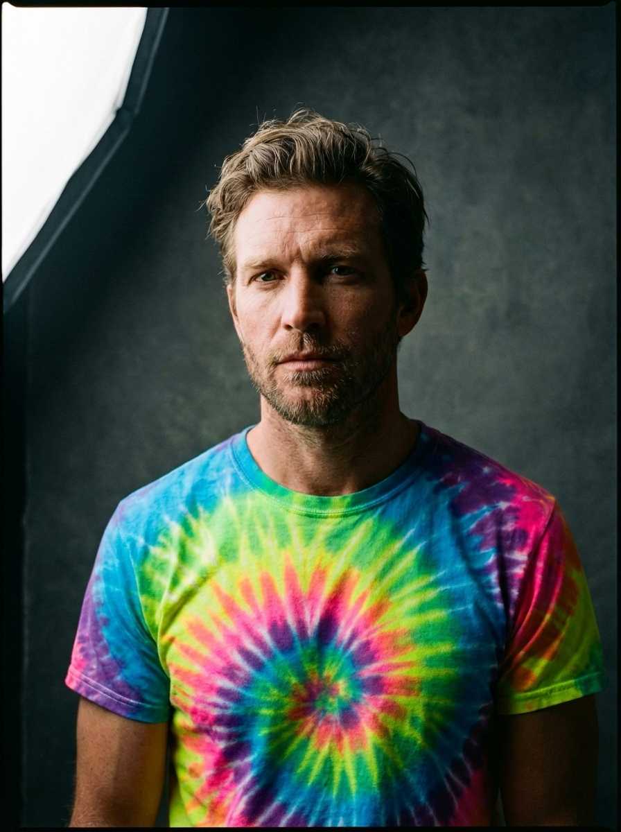 AI clothes changer - white tee to neon tie-dye pattern